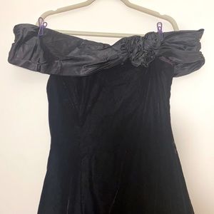 Karen Lucas for Niki Black Velvet Off Shoulder Formal Dress